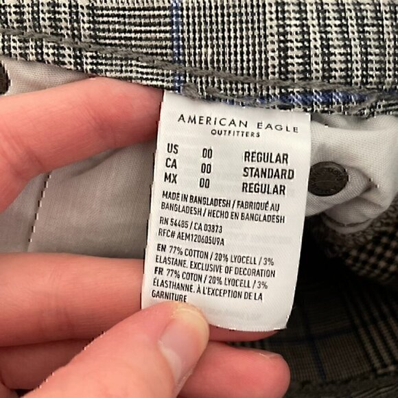 AMERICAN EAGLE Super Stretch Hi-Rise Mini Skirt Gray Black Plaid High Waisted 00 - Picture 8 of 12